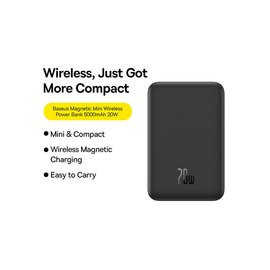Повербанк Baseus Magnetic Mini Wireless Fast Charge 5000 mAh 20W Black (000010149), Ёмкость: 5 000 mAh, Цвет : Black, Мощность : 20 Вт, изображение 5