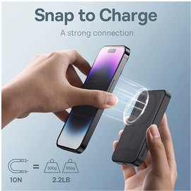 Повербанк Baseus Magnetic Mini Wireless Fast Charge 5000 mAh 20W Black (000010149), Ёмкость: 5 000 mAh, Цвет : Black, Мощность : 20 Вт, изображение 6