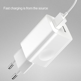 Зарядное устройство Baseus CCALL-BX02 for Qi quick charge 1USB, 2.4A,QC3.0 White (000000489), изображение 4