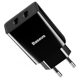 Зарядное устройство Baseus Speed Mini Dual U Charger 2USB, 2A, 10.5W Black (000005119), Цвет: Black
