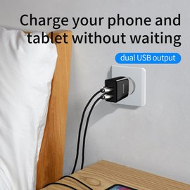 Зарядное устройство Baseus Speed Mini Dual U Charger 2USB, 2A, 10.5W Black (000005119), Цвет: Black, изображение 2