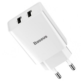 Зарядное устройство Baseus Speed Mini Dual U Charger 2USB, 2A, 10.5W White (000005120), Цвет: White