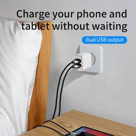Зарядное устройство Baseus Speed Mini Dual U Charger 2USB, 2A, 10.5W White (000005120), Цвет: White, изображение 2