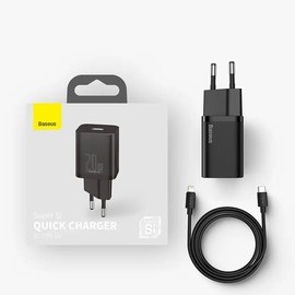 Зарядное устройство Baseus Super si Quick Charger Type-C, QC/PD, 3A, 20W Black (000006915), изображение 3