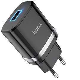 Зарядное устройство Hoco Ardent single port charger N1 1USB, 2.4A, 12W Safety Certified Black (000006449), Цвет: Black