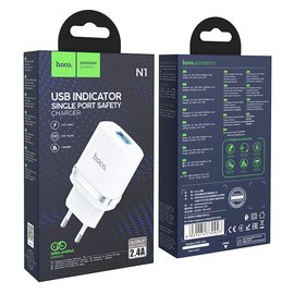 Зарядное устройство Hoco Ardent single port charger N1 1USB, 2.4A, 12W Safety Certified White (000006450), Цвет: White, изображение 5