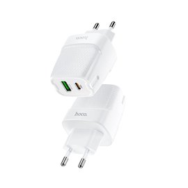 Зарядний пристрій Hoco Bright dual port charger C85A 1USB/1Type-C, 5A, PD20W/QC3.0 White (000006864), зображення 2