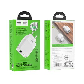 Зарядний пристрій Hoco Bright dual port charger C85A 1USB/1Type-C, 5A, PD20W/QC3.0 White (000006864), зображення 4