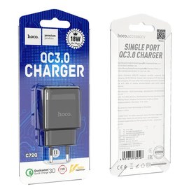 Зарядное устройство Hoco Glorious single port charger C72Q 1USB, QC3.0/FCP/AFC, 3A, 18W Black (000006441), Цвет: Black, изображение 3