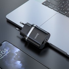 Зарядное устройство Hoco Lightning Cable Ardent charger set N1 1USB, 2.4A, 12W Safety Certified Black (000006524), Цвет: Black, изображение 5