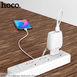 Зарядное устройство Hoco Lightning Cable Max energy C78A 2USB, 2.4A White (000005522), изображение 3