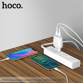 Зарядное устройство Hoco Lightning Cable Max energy C78A 2USB, 2.4A White (000005522), изображение 4
