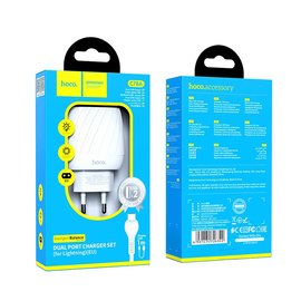 Зарядное устройство Hoco Lightning Cable Max energy C78A 2USB, 2.4A White (000005522), изображение 6