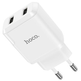 Зарядное устройство Hoco Lightning cable Speedy dual Port charger set N7 2USB, 2.1A Safety Certified White (000006876), Цвет: White