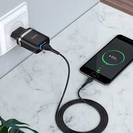 Зарядное устройство Hoco Micro USB cable Ardent charger set N1 1USB, 2.4A Safety Certified Black (000006284), Цвет: Black, изображение 2