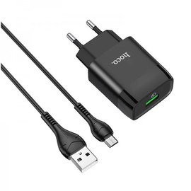 Зарядное устройство Hoco Micro USB cable Glorious charger set C72Q 1USB, QC3.0/FCP/AFC, 3A, 18W Black (000006437), Цвет: Black, изображение 2