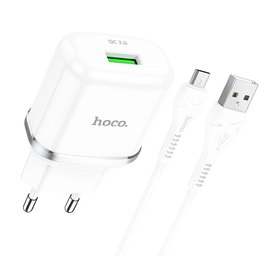 Зарядное устройство Hoco Micro USB Cable Special FCP, AFC N3 1USB, 18W/3A, QC3.0 Safety Certified White (000006220), Цвет: White, изображение 2