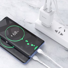 Зарядное устройство Hoco Micro USB Cable Speedy dual Port charger set N7 2USB, 2.1A Safety Certified White (000006878), изображение 3