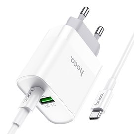 Зарядное устройство Hoco Rapido C80A 1USB/1Type-C, 3.1A/20W, QC/P White (000006084), изображение 2