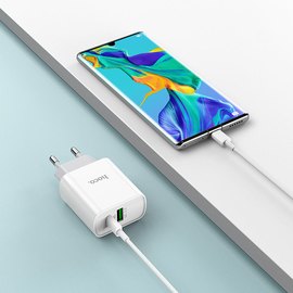 Зарядное устройство Hoco Rapido C80A 1USB/1Type-C, 3.1A/20W, QC/P White (000006084), изображение 3