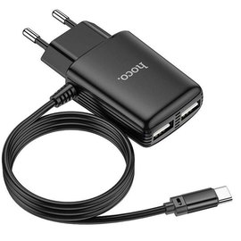 Зарядное устройство Hoco Type-C Cable Real power C82A 2USB, 2.4A Black (000006209), Цвет: Black, изображение 2