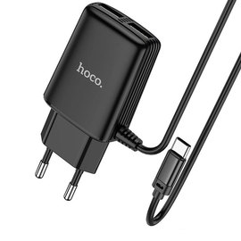 Зарядное устройство Hoco Type-C Cable Real power C82A 2USB, 2.4A Black (000006209), Цвет: Black, изображение 3