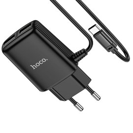 Зарядное устройство Hoco Type-C Cable Real power C82A 2USB, 2.4A Black (000006209), Цвет: Black