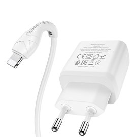 Зарядное устройство Hoco Type-C to Lightning Cable Favor dual port N5 1USB/1Type-C, PD20W/QC3.0, 3A Safety Certified White (000006865), Цвет: White, изображение 3