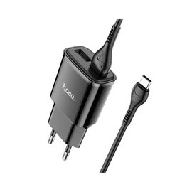 Зарядний пристрій Hoco Type-C Cable Star round dual Port charger set C88A 2USB, 2.4A Black (000007682), Колір: Black, зображення 2