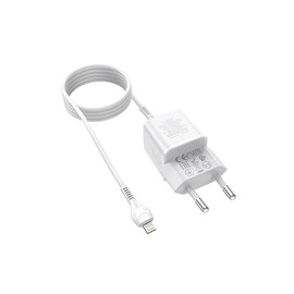 Зарядное устройство Hoco Type-C to Lightning Cable Prestige charger set N20 1USB/1Type-C, 20W, 3A, QC/PD White (000007852), изображение 3