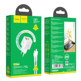 Зарядное устройство Hoco Type-C to Lightning Cable Prestige charger set N20 1USB/1Type-C, 20W, 3A, QC/PD White (000007852), изображение 6