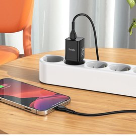 Зарядний пристрій Hoco Type-C to Lightning cable Rigorous charger set N19 Type-C, 25W, 3A, QC/PD Black (000007846), Колір: Black, зображення 5