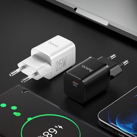Зарядний пристрій Hoco Type-C to Lightning cable Rigorous charger set N19 Type-C, 25W, 3A, QC/PD Black (000007846), Колір: Black, зображення 6