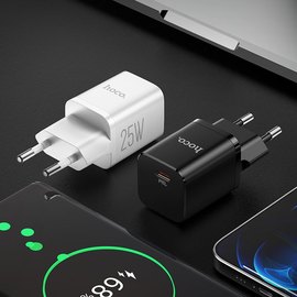 Зарядное устройство Hoco Type-C to Lightning cable Rigorous charger set N19 Type-C, 25W, 3A, QC/PD White (000007847), Цвет: White, изображение 6