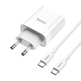 Зарядное устройство Hoco Type-C to Type-C cable rapido charger set C80A 1USB/1Type-C, QC/PD, 20W, 3A White (000007374), изображение 3