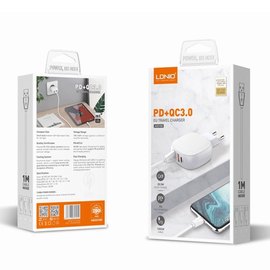 Зарядное устройство Ldnio Lightning Cable A3510Q 2USB/1Type-C, QC/PD, 3A/28.5W White (000007906), изображение 4