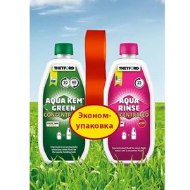 Комплект жидкостей для биотуалета Thetford Duopack Aqua Kem Green и Aqua Rinse по 0,75 л (8710315001501), изображение 2
