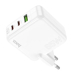 Зарядний пристрій Hoco Type-C to Type-C cable Header three-port C115A 1USB/2Type-C, 65W/3A, PD/QC White (000010254), зображення 4