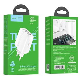 Зарядное устройство Hoco Amazing three-port charger N15 3USB, 3.4A White (000007954), изображение 5