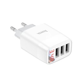 Зарядний пристрій Hoco Easy charge digital display charger C93A 3USB, 3.4A White (000008522), зображення 2