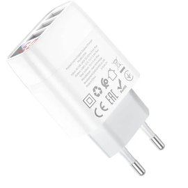 Зарядний пристрій Hoco Easy charge digital display charger C93A 3USB, 3.4A White (000008522), зображення 3