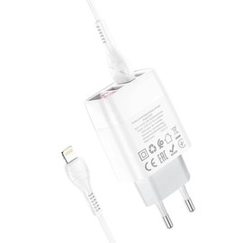 Зарядное устройство Hoco Lightning cable Easy charge digital display charger set C93A 3USB, 3.4A White (000008523), изображение 3