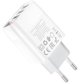Зарядное устройство Hoco Lightning cable Easy charge digital display charger set C93A 3USB, 3.4A White (000008523)