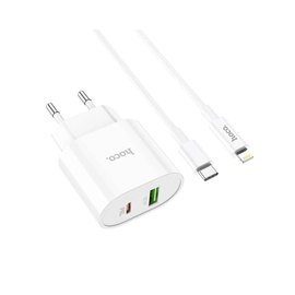 Зарядное устройство Hoco Type-C to Lightning Cable Lineal C95A 1USB/1Type-C, PD/QC, 20W/3A White (000007952), изображение 2