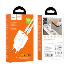 Зарядное устройство Hoco Type-C to Lightning Cable Lineal C95A 1USB/1Type-C, PD/QC, 20W/3A White (000007952), изображение 3