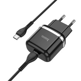 Зарядное устройство Hoco Type-C to Type-C Cable Victorious single port charger set N24 1Type-C, 20W/3A, PD/QC Black (000008533), Цвет: Black, изображение 2