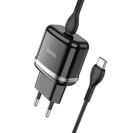 Зарядное устройство Hoco Type-C to Type-C Cable Victorious single port charger set N24 1Type-C, 20W/3A, PD/QC Black (000008533), Цвет: Black, изображение 3