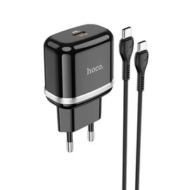 Зарядное устройство Hoco Type-C to Type-C Cable Victorious single port charger set N24 1Type-C, 20W/3A, PD/QC Black (000008533), Цвет: Black, изображение 4