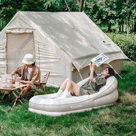Надувной матрас одноместный с подголовником Naturehike CNK2300DZ020, бежевый (6976023922480), изображение 3