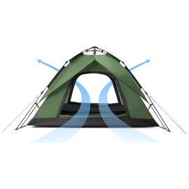 Палатка Naturehike NH21ZP008, четырехместная автоматическая, темно-зеленая (6976023920660), изображение 4